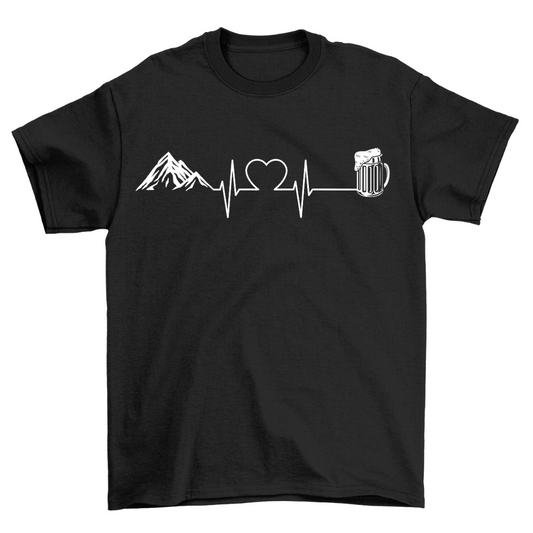 Berg-Bier-Herzschlag T-Shirt Unisex