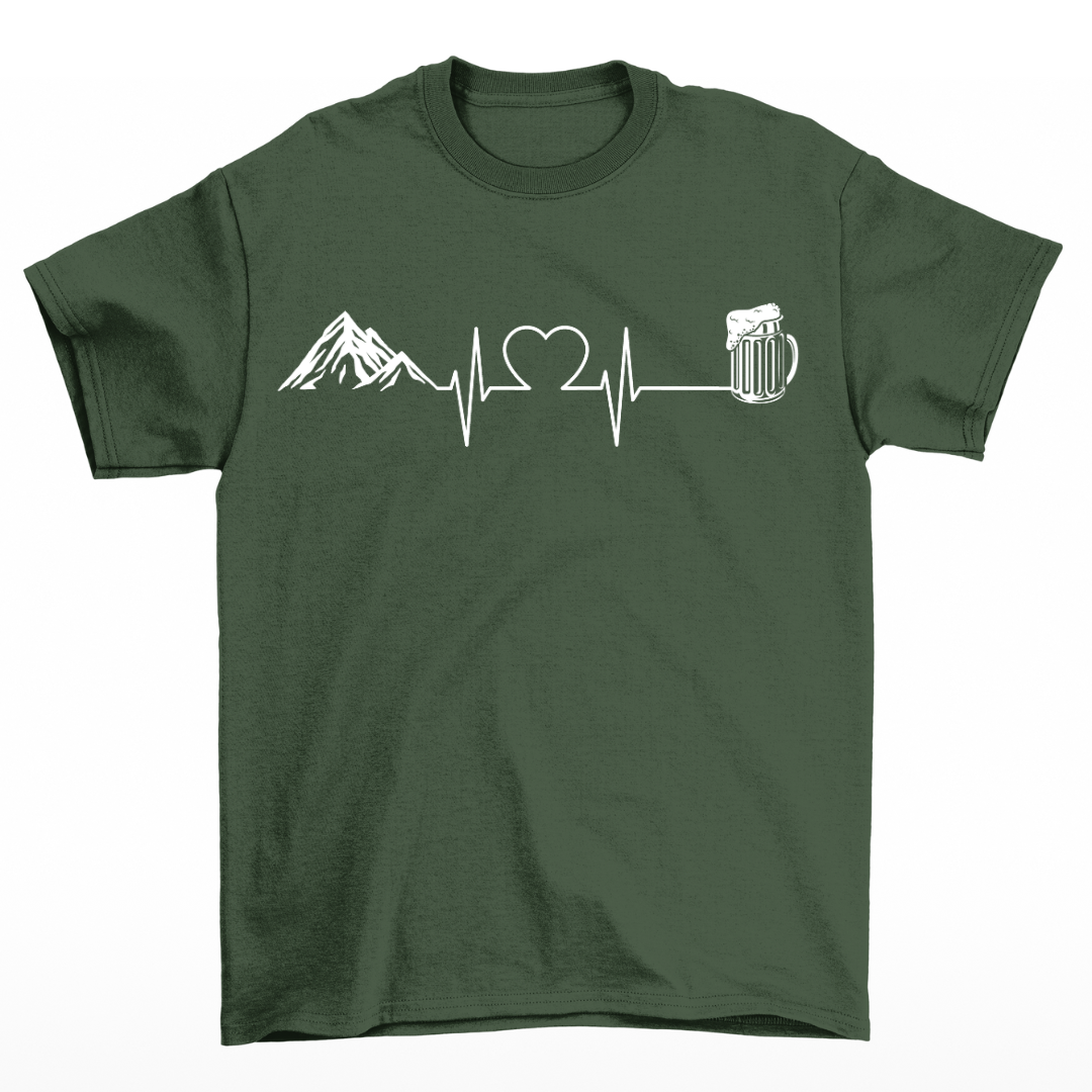 Berg-Bier-Herzschlag T-Shirt Unisex